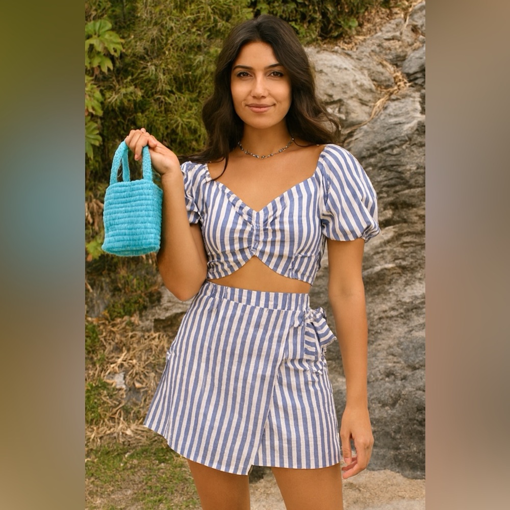 🌹Price Drop🌹SHEIN Summer Romper Set Blue & White Stripes (NWT) (SZ XL)